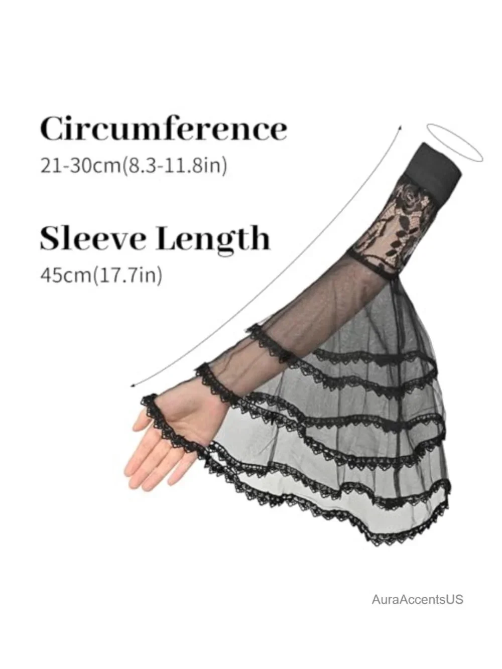 Victorian Lace Tulle Detachable Arm Sleeves for Women Halloween Wedding